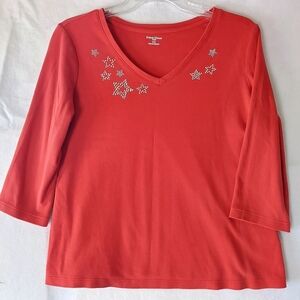 Studio works red v neck tee